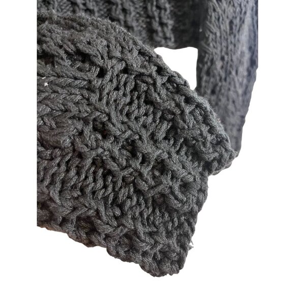 Sweater S Black Knit Cable Fisherman Old Money Preppy Neutral Boho Cropped 80s - Picture 6 of 7